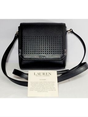 Ralph Lauren Vintage Black Leather Crossbody Bag.